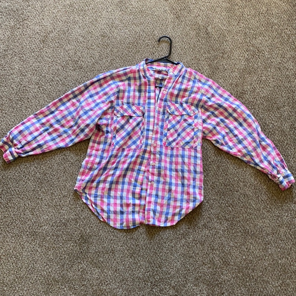 Blue and Pink Plaid Shirt